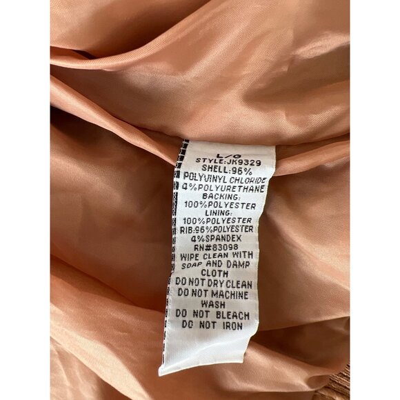 VTG Miss Posh Womens Size L Camel Vegan Faux Leather Zip Jacket Detachable Hood - Picture 9 of 13